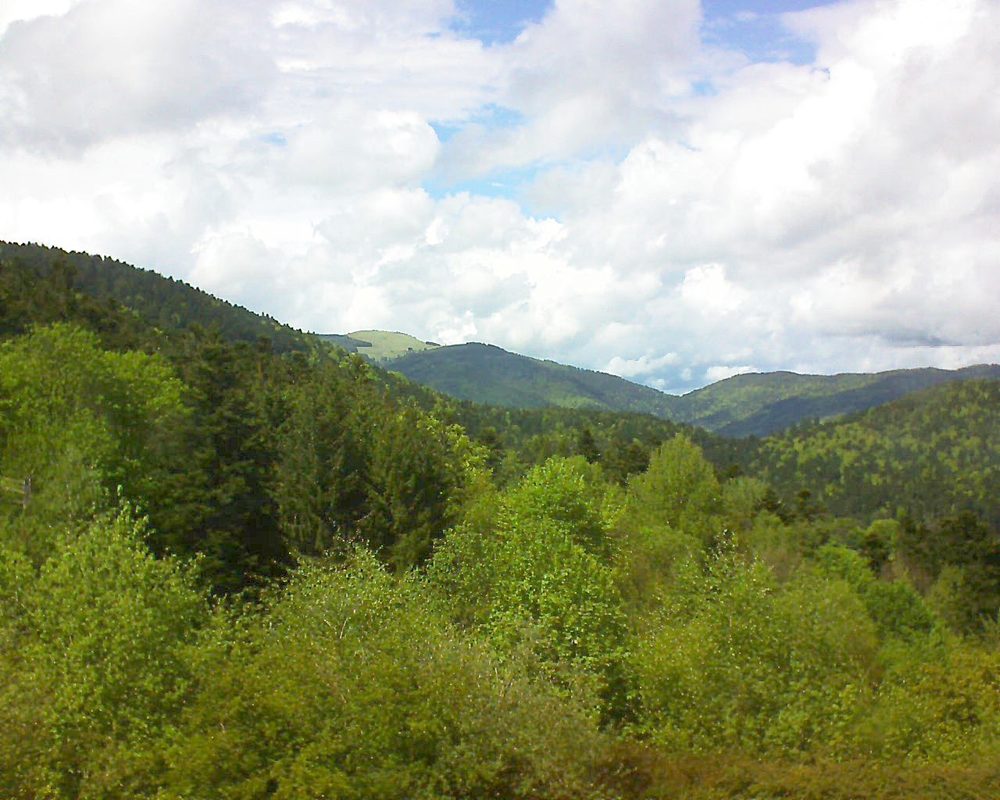 Le petit ballon vu depuis le Domaine Langmatt à Murbach le 14.05.2017 à 15:15 Le petit ballon (Alsace, Vosges) le 14.05.2017 à 15:15