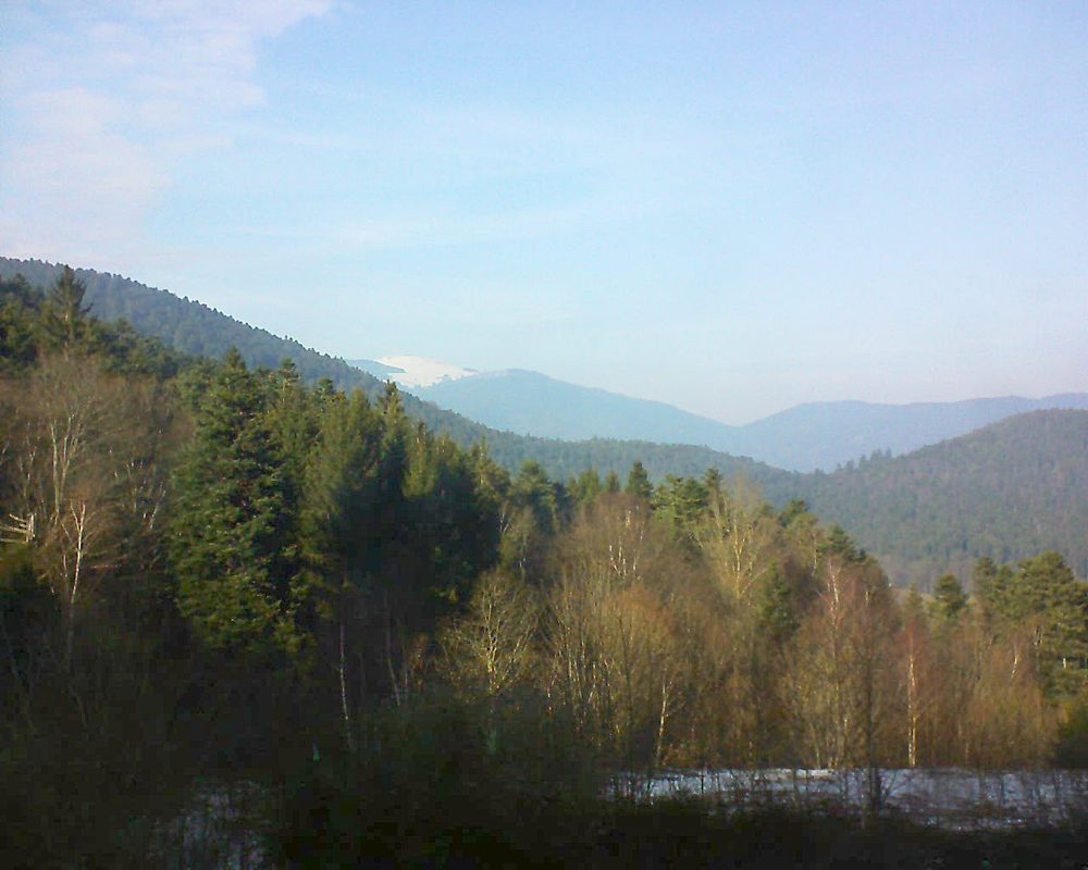 Le petit ballon vu depuis le Domaine Langmatt à Murbach le 06.02.2018 à 14:45 Le petit ballon (Alsace, Vosges) le 06.02.2018 à 14:45