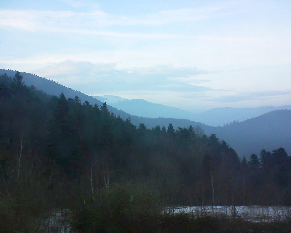 Le petit ballon vu depuis le Domaine Langmatt à Murbach le 06.02.2018 à 16:45 Le petit ballon (Alsace, Vosges) le 06.02.2018 à 16:45