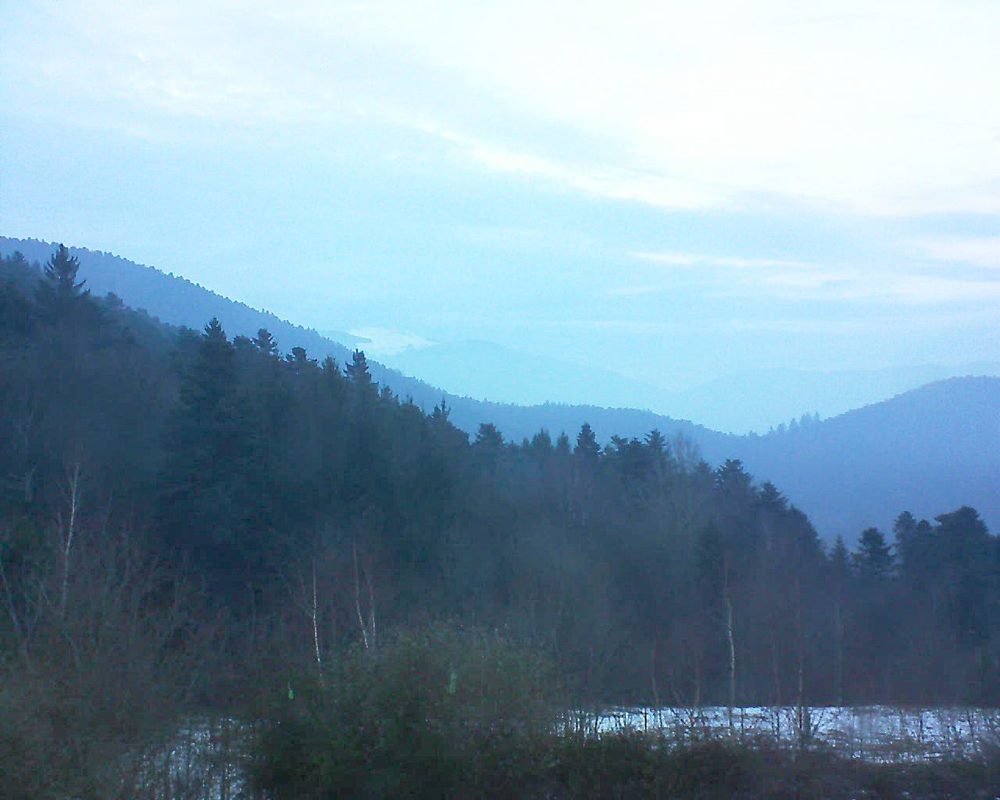Le petit ballon vu depuis le Domaine Langmatt à Murbach le 06.02.2018 à 17:30 Le petit ballon (Alsace, Vosges) le 06.02.2018 à 17:30