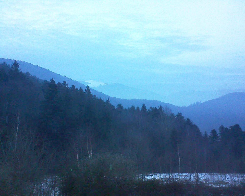 Le petit ballon vu depuis le Domaine Langmatt à Murbach le 06.02.2018 à 17:45 Le petit ballon (Alsace, Vosges) le 06.02.2018 à 17:45