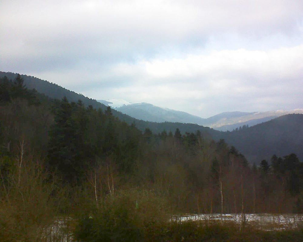 Le petit ballon vu depuis le Domaine Langmatt à Murbach le 09.02.2018 à 14:30 Le petit ballon (Alsace, Vosges) le 09.02.2018 à 14:30