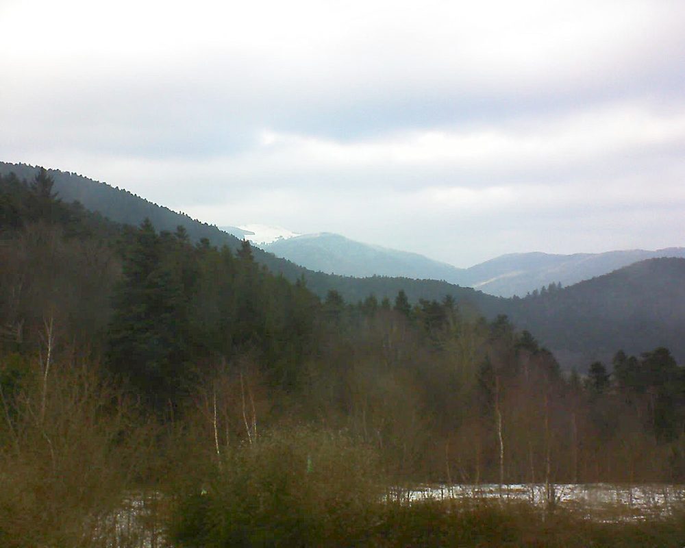Le petit ballon vu depuis le Domaine Langmatt à Murbach le 09.02.2018 à 14:45 Le petit ballon (Alsace, Vosges) le 09.02.2018 à 14:45