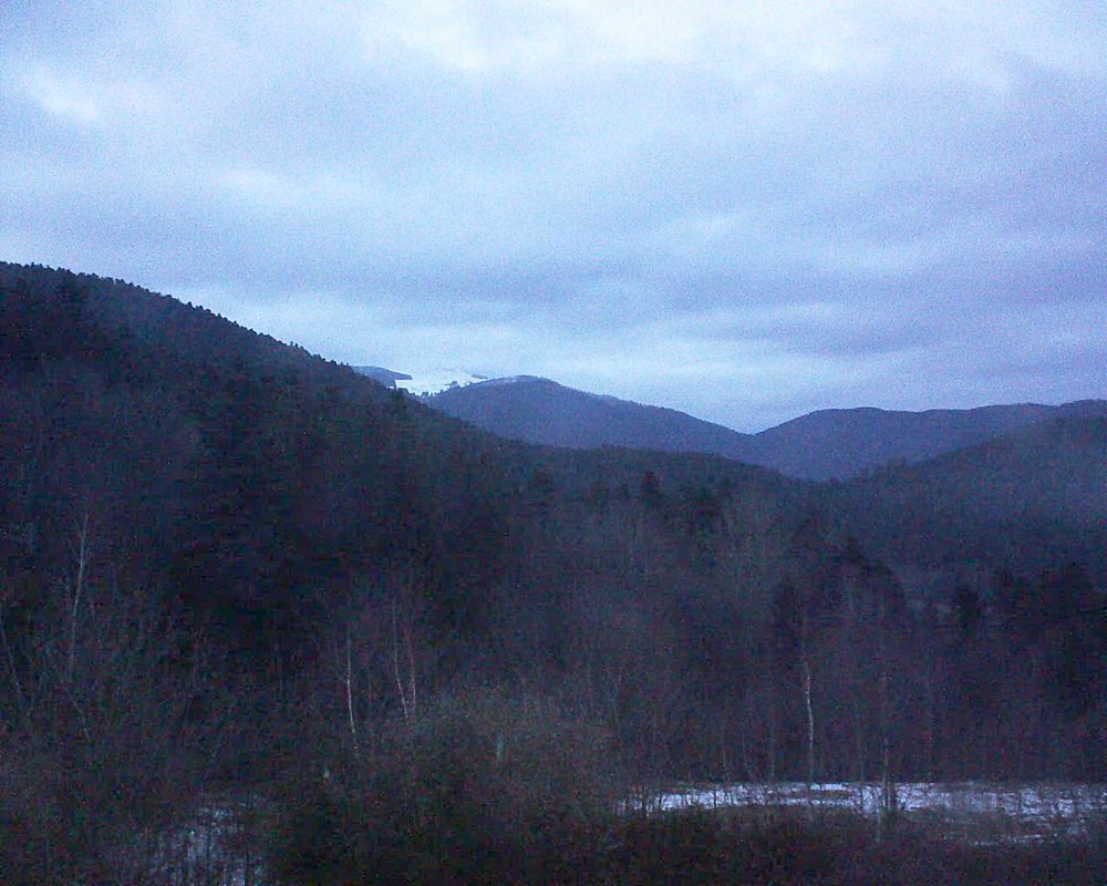 Le petit ballon vu depuis le Domaine Langmatt à Murbach le 10.02.2018 à 18:00 Le petit ballon (Alsace, Vosges) le 10.02.2018 à 18:00