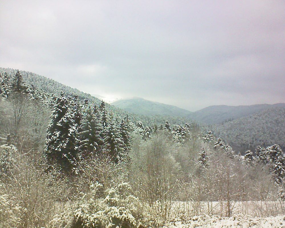 Le petit ballon vu depuis le Domaine Langmatt à Murbach le 20.02.2018 à 12:30 Le petit ballon (Alsace, Vosges) le 20.02.2018 à 12:30