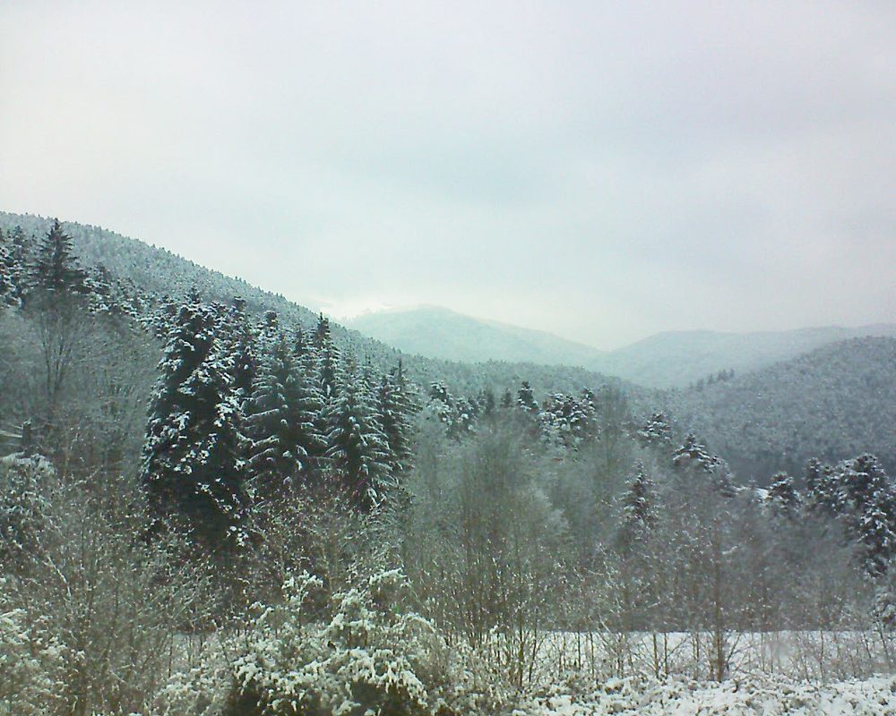 Le petit ballon vu depuis le Domaine Langmatt à Murbach le 20.02.2018 à 17:30 Le petit ballon (Alsace, Vosges) le 20.02.2018 à 17:30