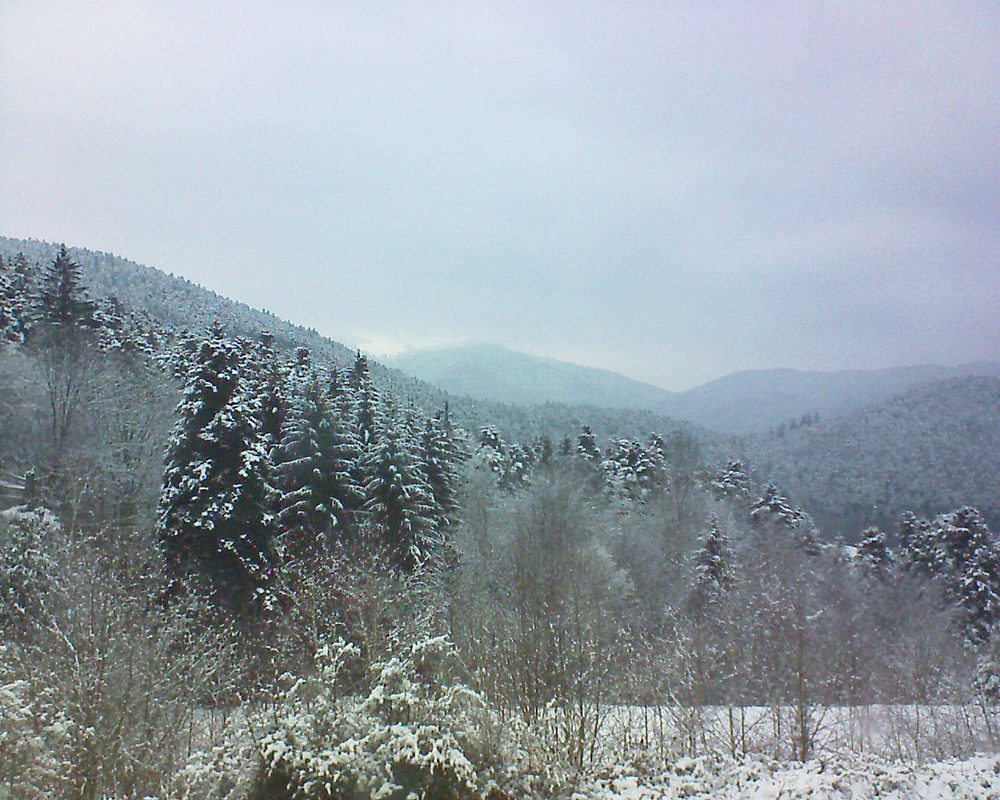 Le petit ballon vu depuis le Domaine Langmatt à Murbach le 20.02.2018 à 17:45 Le petit ballon (Alsace, Vosges) le 20.02.2018 à 17:45