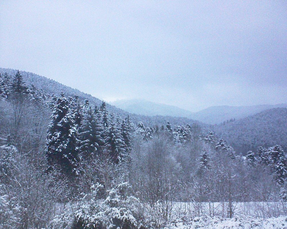 Le petit ballon vu depuis le Domaine Langmatt à Murbach le 20.02.2018 à 18:00 Le petit ballon (Alsace, Vosges) le 20.02.2018 à 18:00