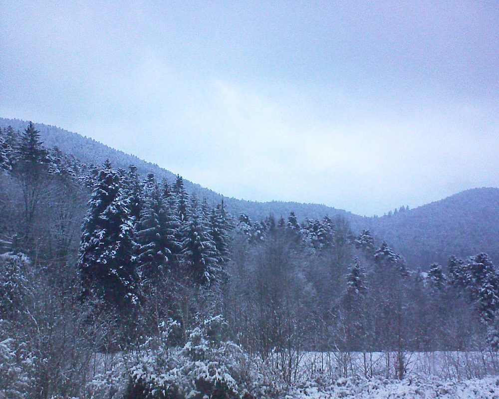 Le petit ballon vu depuis le Domaine Langmatt à Murbach le 21.02.2018 à 07:30 Le petit ballon (Alsace, Vosges) le 21.02.2018 à 07:30