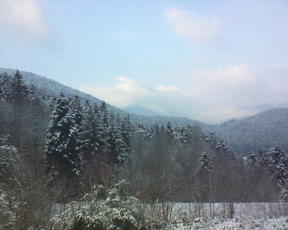 Le petit ballon vu depuis le Domaine Langmatt à Murbach le 21.02.2018 à 16:15 Le petit ballon (Alsace, Vosges) le 21.02.2018 à 16:15