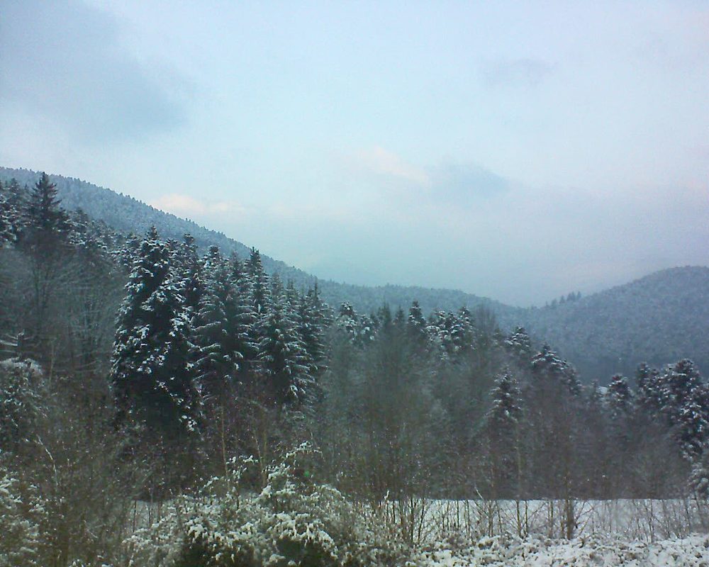 Le petit ballon vu depuis le Domaine Langmatt à Murbach le 21.02.2018 à 17:30 Le petit ballon (Alsace, Vosges) le 21.02.2018 à 17:30