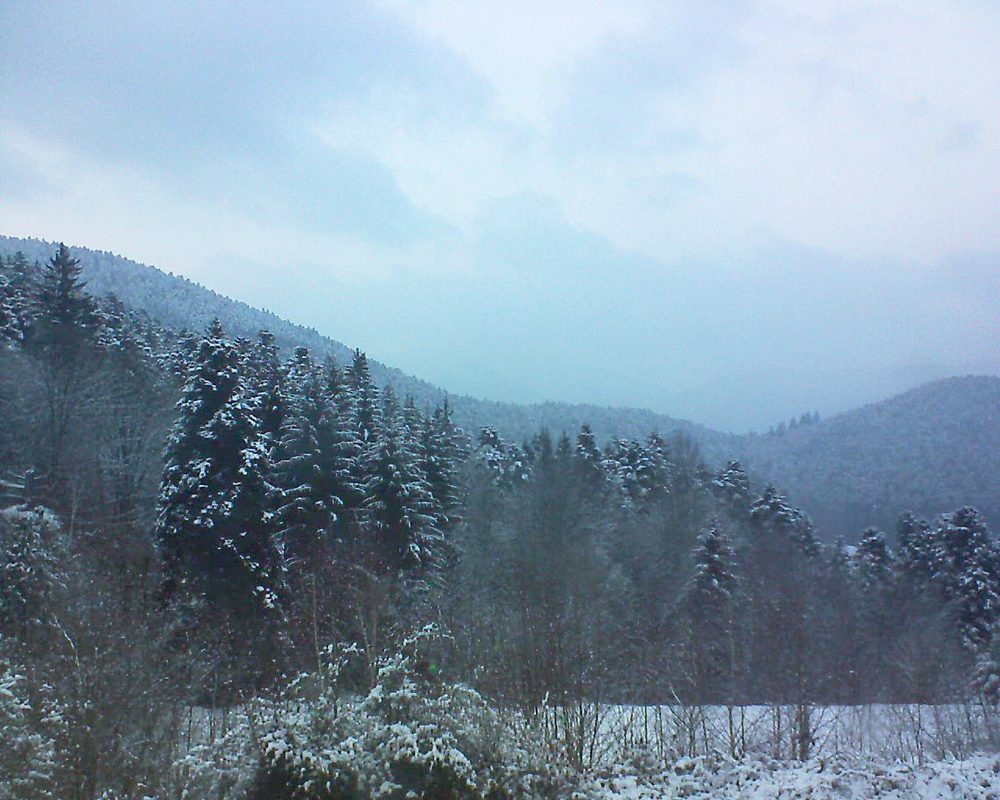 Le petit ballon vu depuis le Domaine Langmatt à Murbach le 21.02.2018 à 18:00 Le petit ballon (Alsace, Vosges) le 21.02.2018 à 18:00
