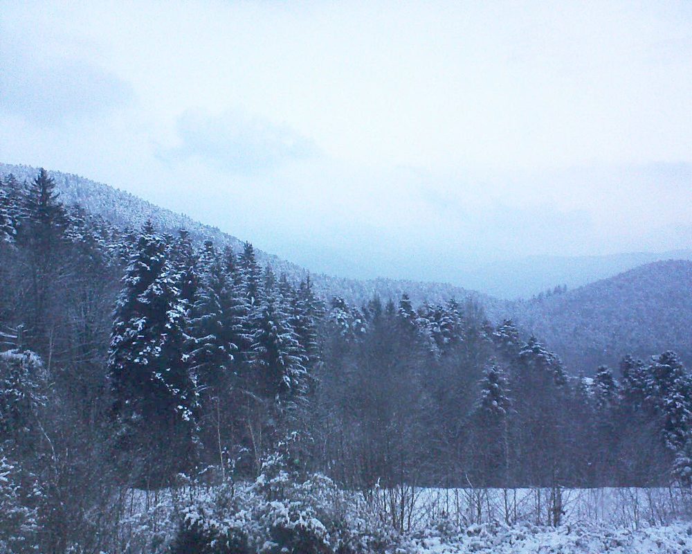 Le petit ballon vu depuis le Domaine Langmatt à Murbach le 22.02.2018 à 07:15 Le petit ballon (Alsace, Vosges) le 22.02.2018 à 07:15