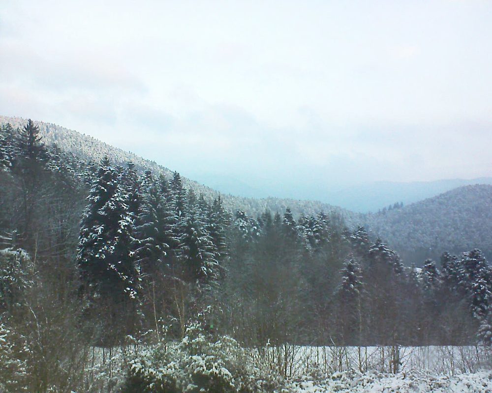 Le petit ballon vu depuis le Domaine Langmatt à Murbach le 22.02.2018 à 07:45 Le petit ballon (Alsace, Vosges) le 22.02.2018 à 07:45