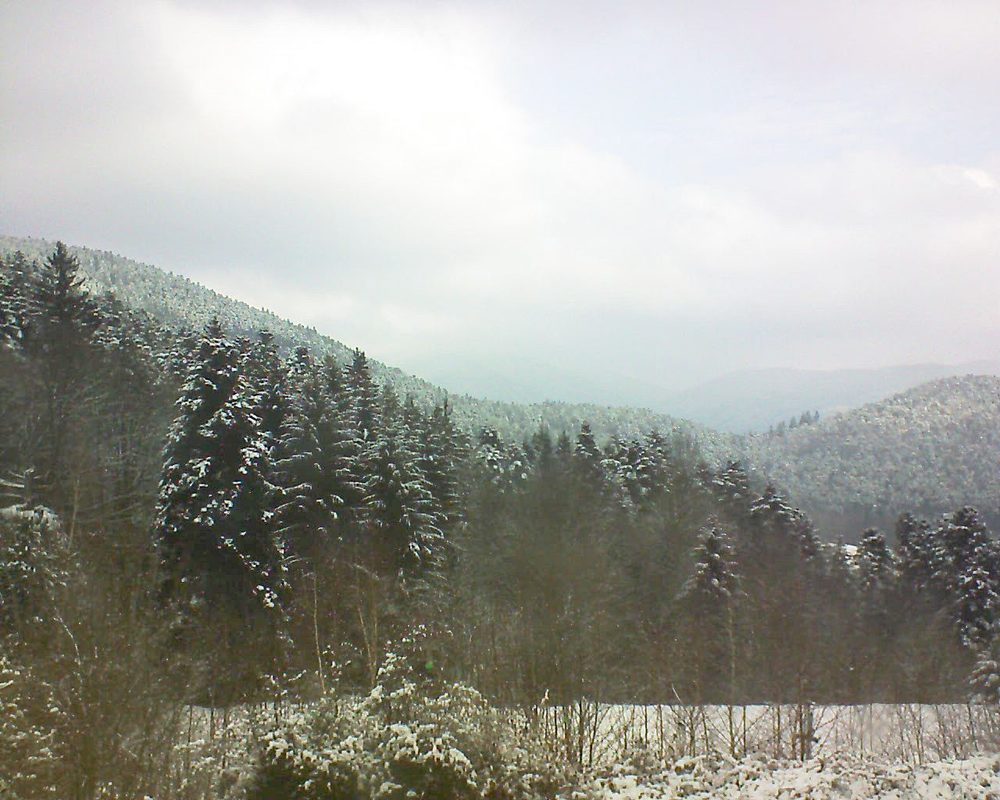Le petit ballon vu depuis le Domaine Langmatt à Murbach le 22.02.2018 à 10:15 Le petit ballon (Alsace, Vosges) le 22.02.2018 à 10:15