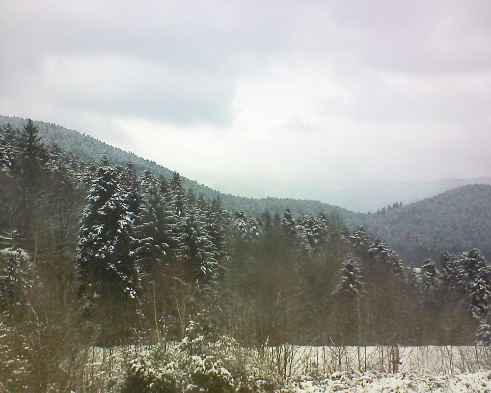 Le petit ballon vu depuis le Domaine Langmatt à Murbach le 22.02.2018 à 12:15 Le petit ballon (Alsace, Vosges) le 22.02.2018 à 12:15