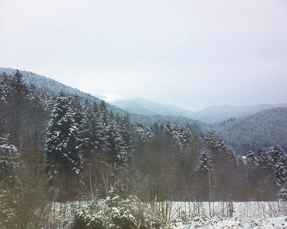 Le petit ballon vu depuis le Domaine Langmatt à Murbach le 22.02.2018 à 17:15 Le petit ballon (Alsace, Vosges) le 22.02.2018 à 17:15