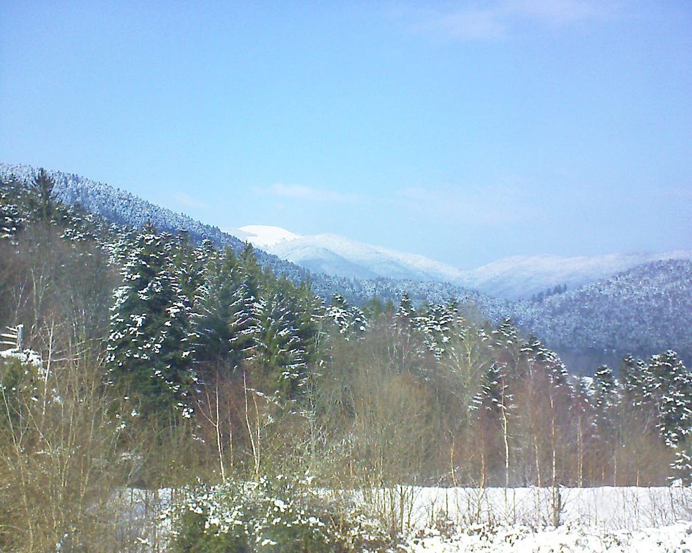 Le petit ballon vu depuis le Domaine Langmatt à Murbach le 24.02.2018 à 13:45 Le petit ballon (Alsace, Vosges) le 24.02.2018 à 13:45