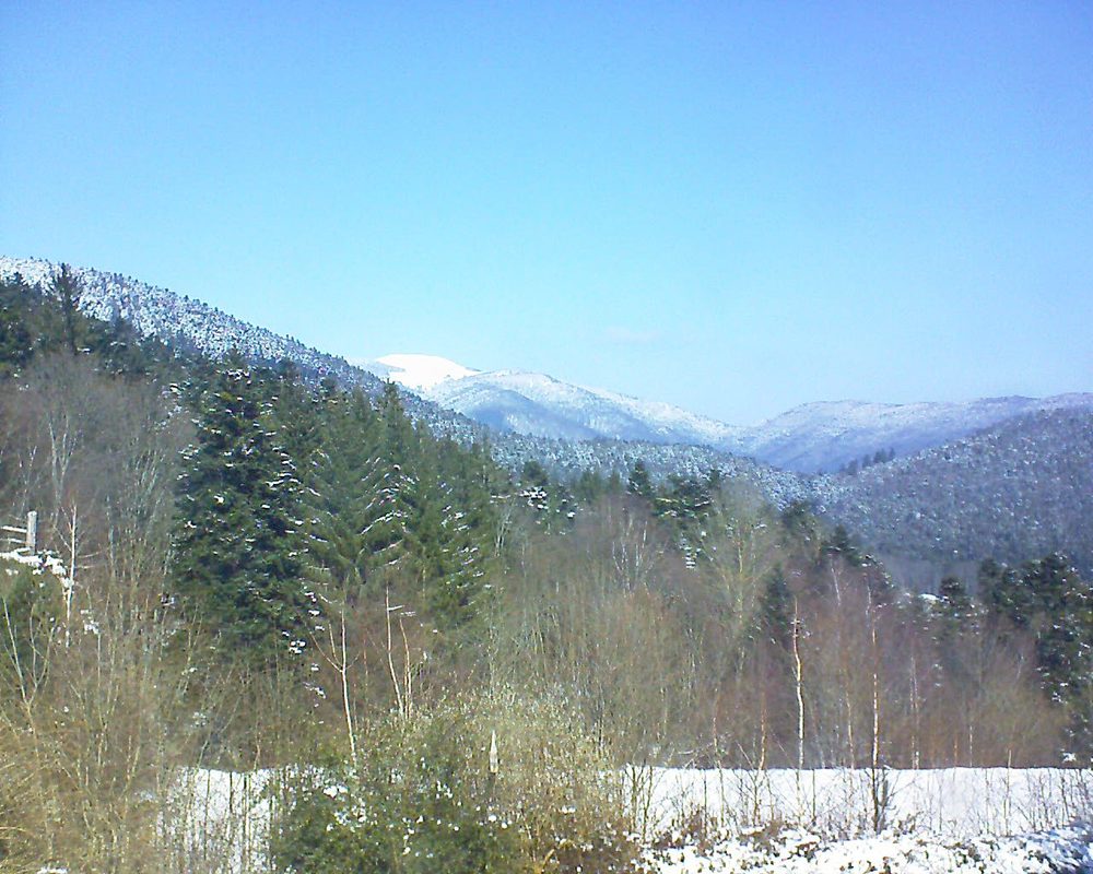 Le petit ballon vu depuis le Domaine Langmatt à Murbach le 25.02.2018 à 12:15 Le petit ballon (Alsace, Vosges) le 25.02.2018 à 12:15
