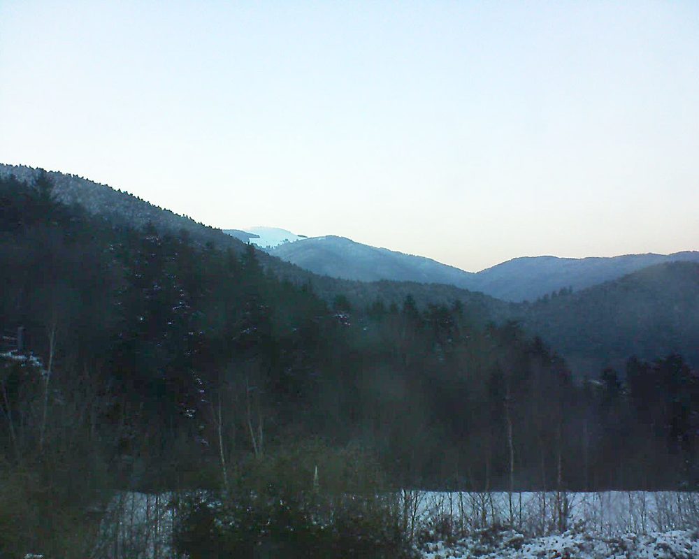 Le petit ballon vu depuis le Domaine Langmatt à Murbach le 25.02.2018 à 18:00 Le petit ballon (Alsace, Vosges) le 25.02.2018 à 18:00