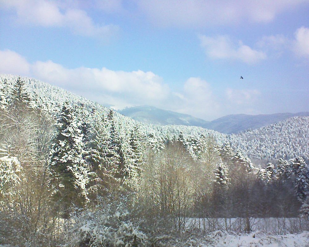 Le petit ballon vu depuis le Domaine Langmatt à Murbach le 20.03.2018 à 09:30 Le petit ballon (Alsace, Vosges) le 20.03.2018 à 09:30