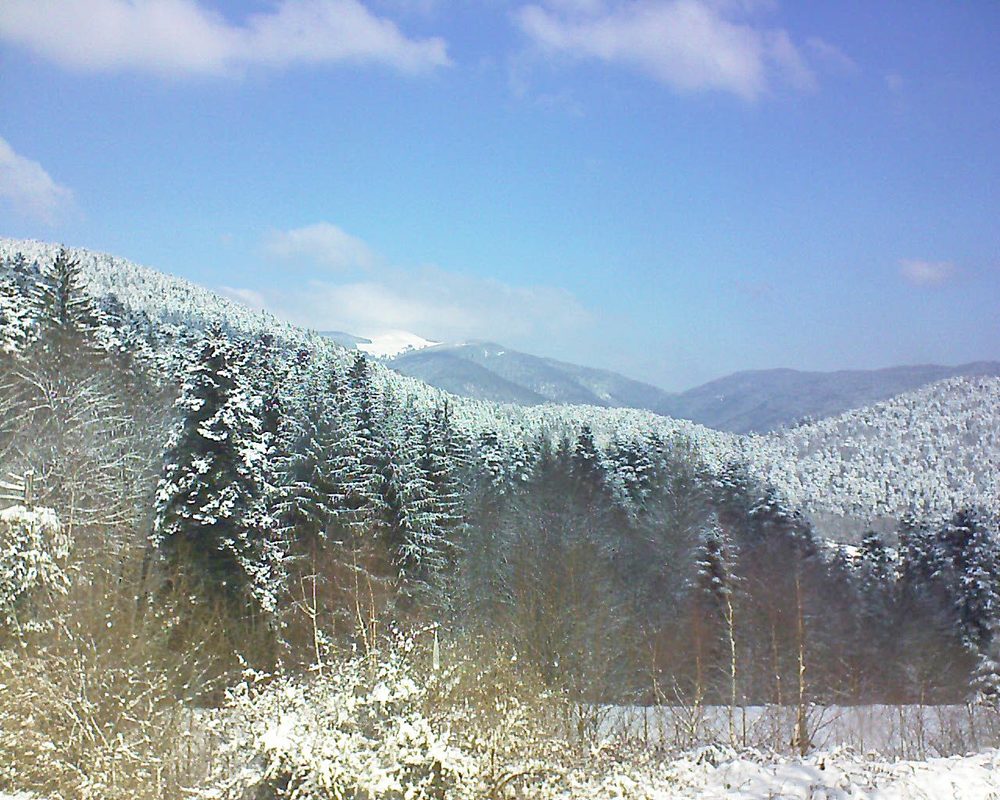 Le petit ballon vu depuis le Domaine Langmatt à Murbach le 20.03.2018 à 11:00 Le petit ballon (Alsace, Vosges) le 20.03.2018 à 11:00
