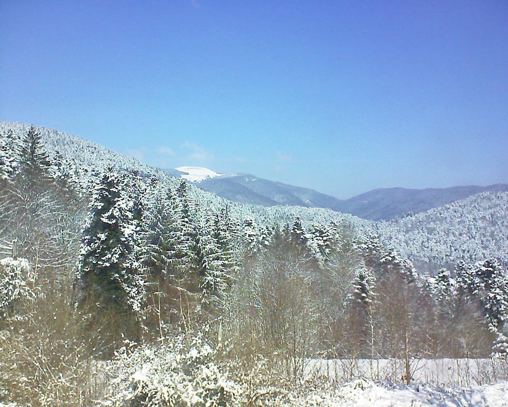 Le petit ballon vu depuis le Domaine Langmatt à Murbach le 20.03.2018 à 11:30 Le petit ballon (Alsace, Vosges) le 20.03.2018 à 11:30