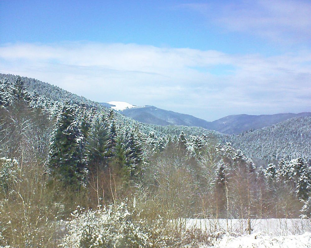 Le petit ballon vu depuis le Domaine Langmatt à Murbach le 20.03.2018 à 13:45 Le petit ballon (Alsace, Vosges) le 20.03.2018 à 13:45