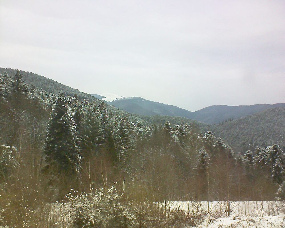 Le petit ballon vu depuis le Domaine Langmatt à Murbach le 20.03.2018 à 14:30 Le petit ballon (Alsace, Vosges) le 20.03.2018 à 14:30