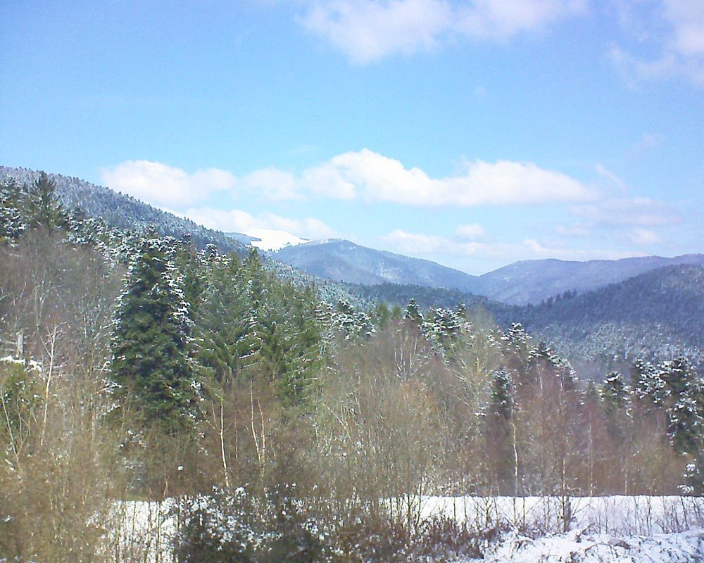Le petit ballon vu depuis le Domaine Langmatt à Murbach le 21.03.2018 à 12:15 Le petit ballon (Alsace, Vosges) le 21.03.2018 à 12:15