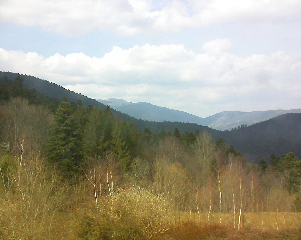 Le petit ballon vu depuis le Domaine Langmatt à Murbach le 25.03.2018 à 15:15 Le petit ballon (Alsace, Vosges) le 25.03.2018 à 15:15