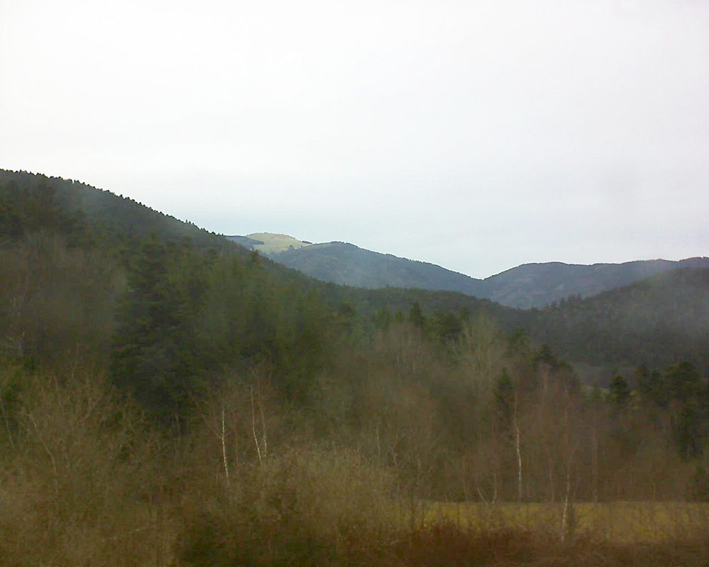 Le petit ballon vu depuis le Domaine Langmatt à Murbach le 02.04.2018 à 17:45 Le petit ballon (Alsace, Vosges) le 02.04.2018 à 17:45