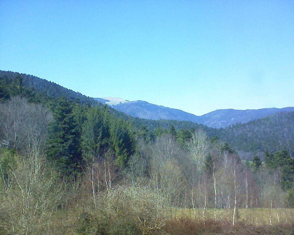 Le petit ballon vu depuis le Domaine Langmatt à Murbach le 06.04.2018 à 15:30 Le petit ballon (Alsace, Vosges) le 06.04.2018 à 15:30