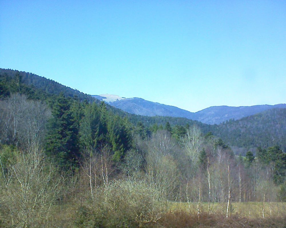 Le petit ballon vu depuis le Domaine Langmatt à Murbach le 06.04.2018 à 15:45 Le petit ballon (Alsace, Vosges) le 06.04.2018 à 15:45