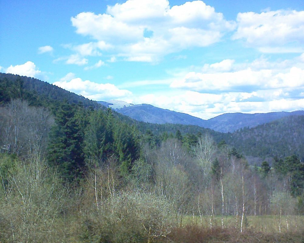 Le petit ballon vu depuis le Domaine Langmatt à Murbach le 12.04.2018 à 15:30 Le petit ballon (Alsace, Vosges) le 12.04.2018 à 15:30