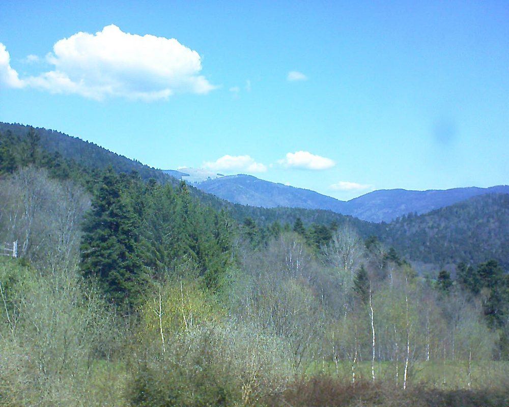Le petit ballon vu depuis le Domaine Langmatt à Murbach le 17.04.2018 à 12:45 Le petit ballon (Alsace, Vosges) le 17.04.2018 à 12:45