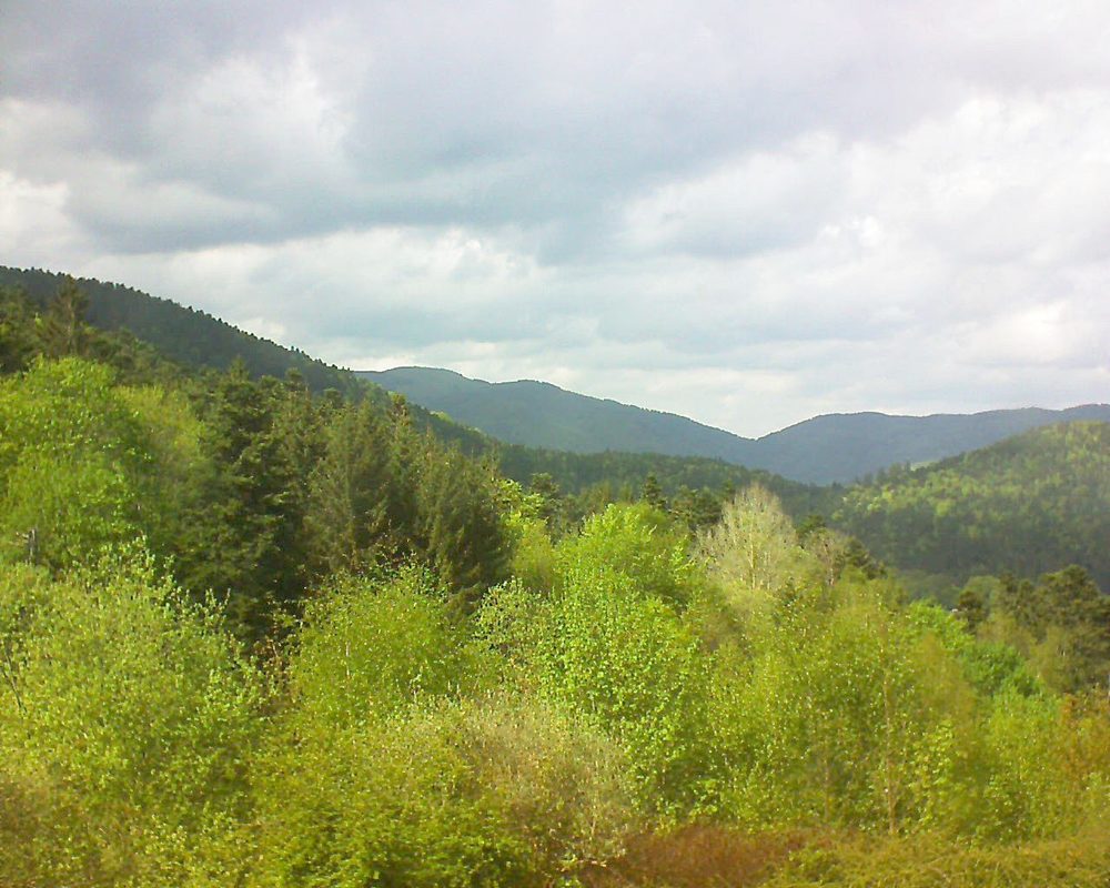 Le petit ballon vu depuis le Domaine Langmatt à Murbach le 25.04.2018 à 15:45 Le petit ballon (Alsace, Vosges) le 25.04.2018 à 15:45