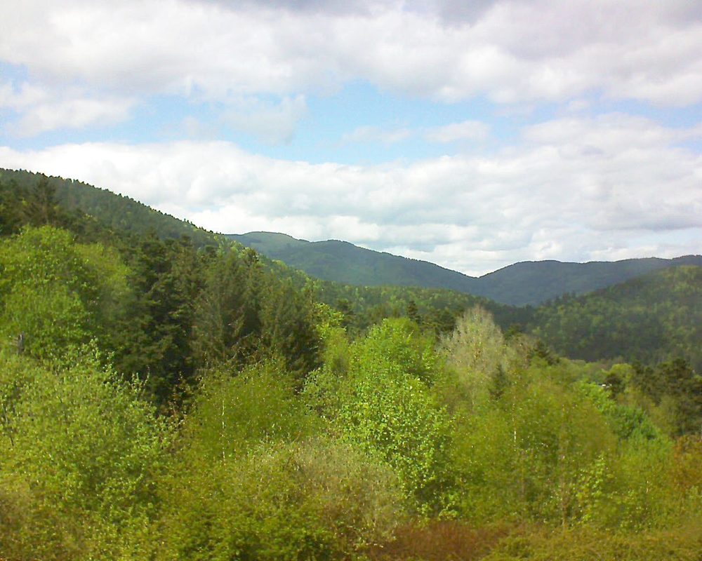 Le petit ballon vu depuis le Domaine Langmatt à Murbach le 26.04.2018 à 15:15 Le petit ballon (Alsace, Vosges) le 26.04.2018 à 15:15