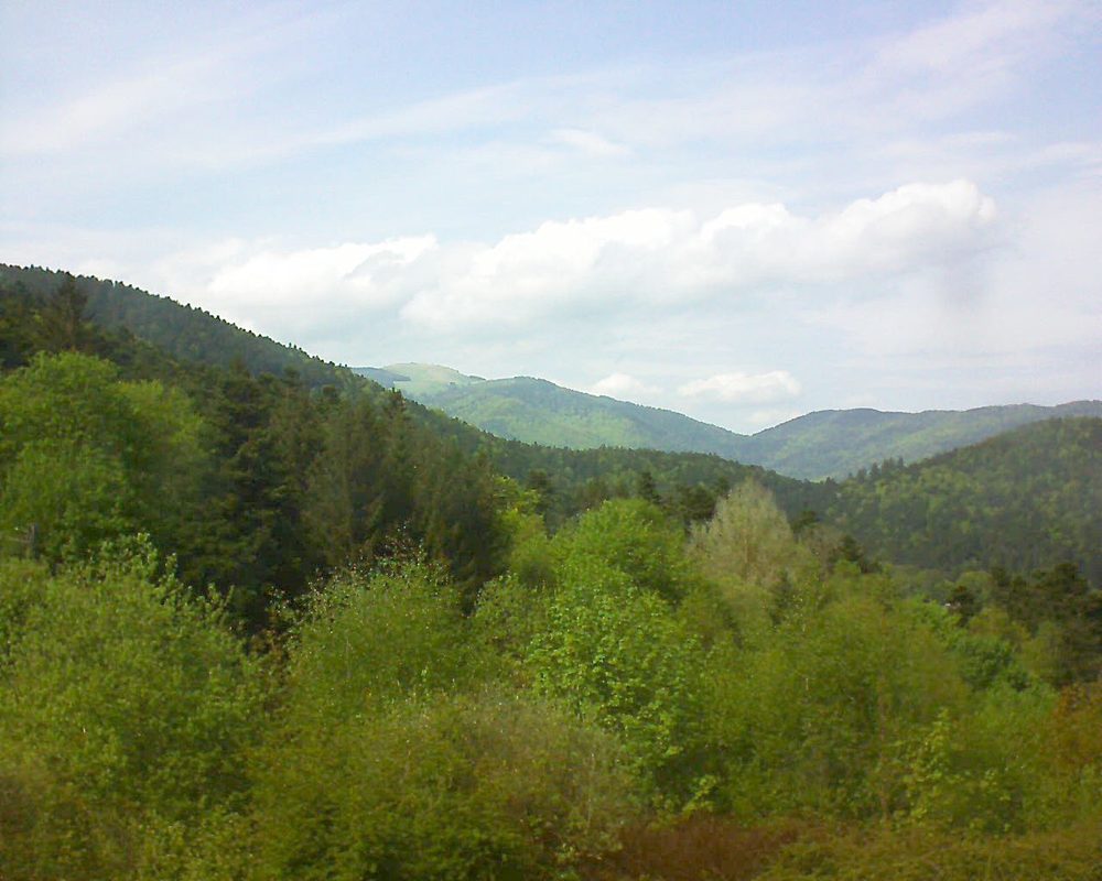 Le petit ballon vu depuis le Domaine Langmatt à Murbach le 28.04.2018 à 15:45 Le petit ballon (Alsace, Vosges) le 28.04.2018 à 15:45