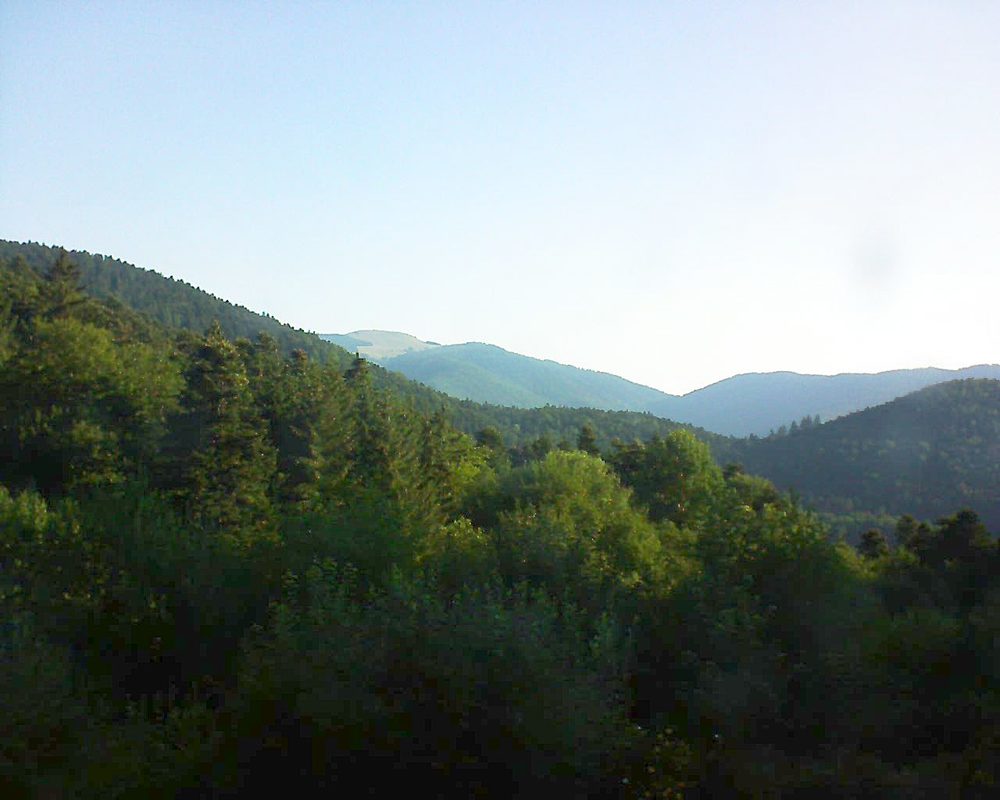 Le petit ballon vu depuis le Domaine Langmatt à Murbach le 13.07.2018 à 07:45 Le petit ballon (Alsace, Vosges) le 13.07.2018 à 07:45