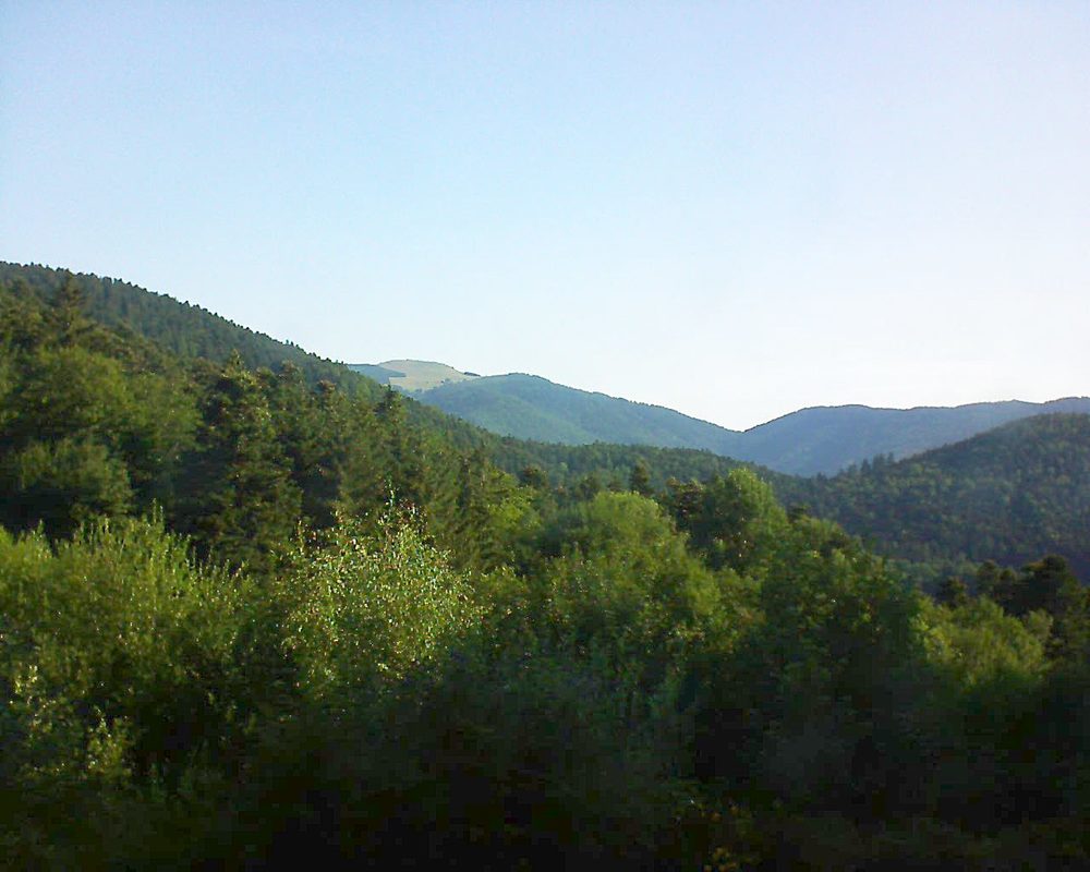 Le petit ballon vu depuis le Domaine Langmatt à Murbach le 16.07.2018 à 08:30 Le petit ballon (Alsace, Vosges) le 16.07.2018 à 08:30