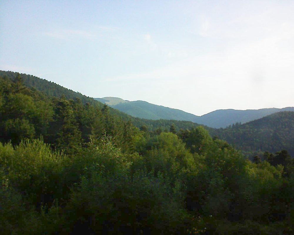 Le petit ballon vu depuis le Domaine Langmatt à Murbach le 17.07.2018 à 08:15 Le petit ballon (Alsace, Vosges) le 17.07.2018 à 08:15