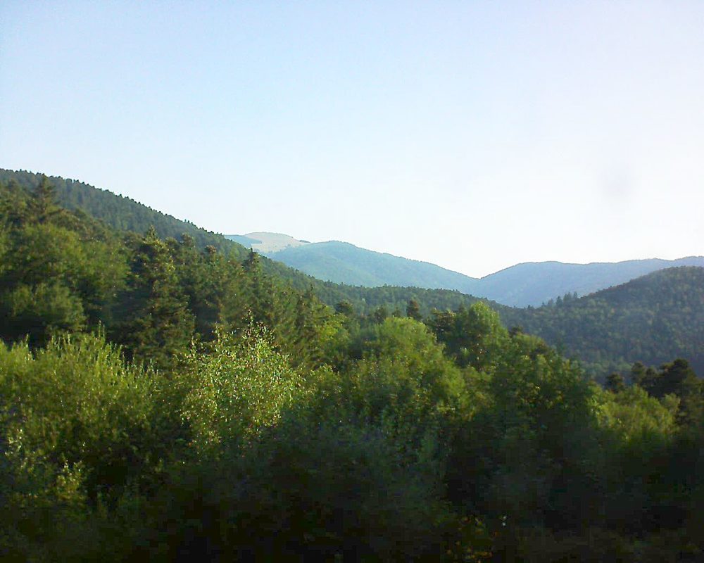 Le petit ballon vu depuis le Domaine Langmatt à Murbach le 18.07.2018 à 08:30 Le petit ballon (Alsace, Vosges) le 18.07.2018 à 08:30
