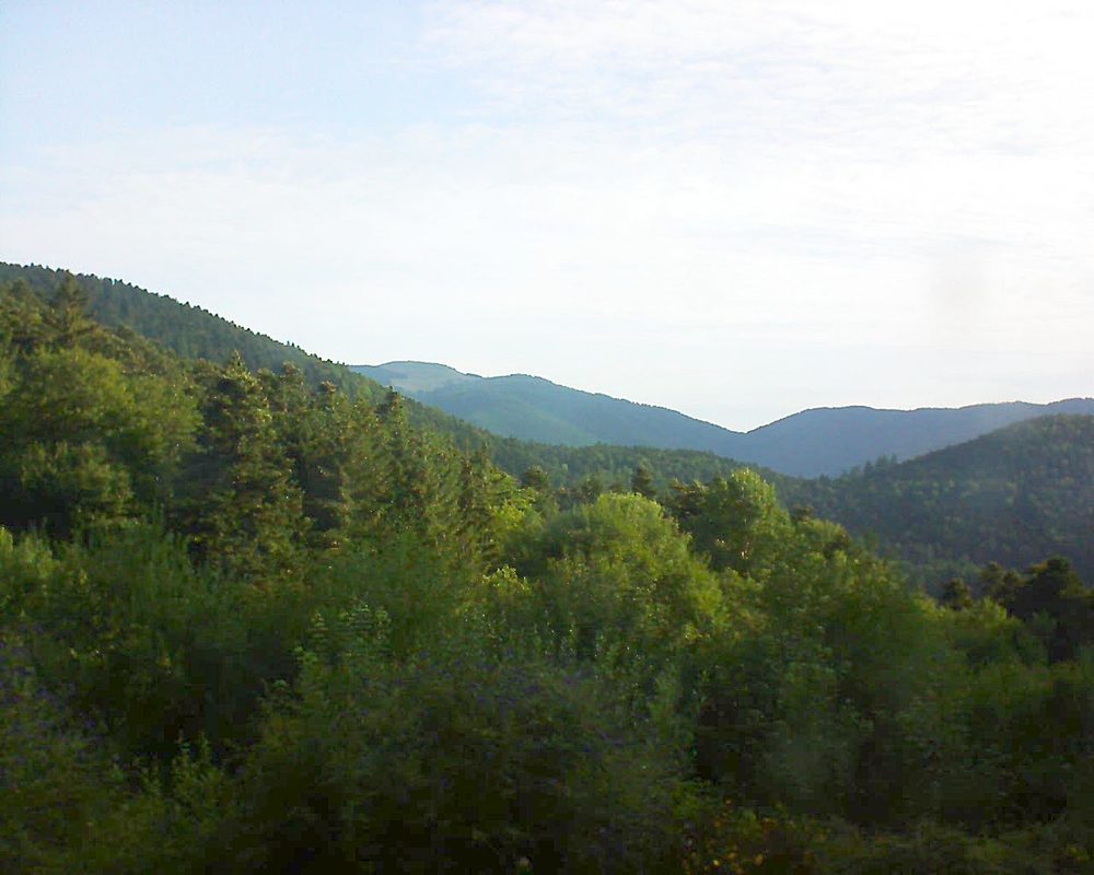 Le petit ballon vu depuis le Domaine Langmatt à Murbach le 22.07.2018 à 08:00 Le petit ballon (Alsace, Vosges) le 22.07.2018 à 08:00