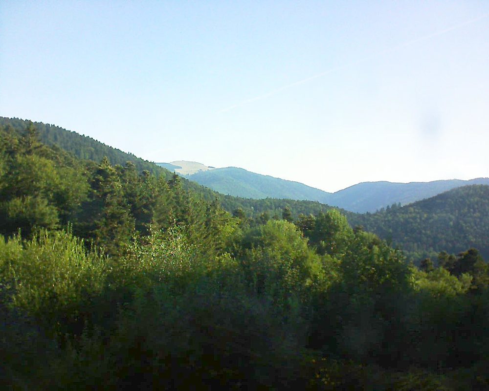 Le petit ballon vu depuis le Domaine Langmatt à Murbach le 27.07.2018 à 08:30 Le petit ballon (Alsace, Vosges) le 27.07.2018 à 08:30