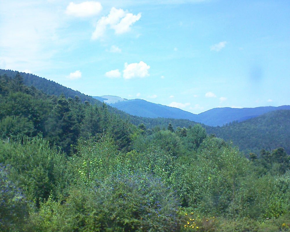 Le petit ballon vu depuis le Domaine Langmatt à Murbach le 27.07.2018 à 14:45 Le petit ballon (Alsace, Vosges) le 27.07.2018 à 14:45