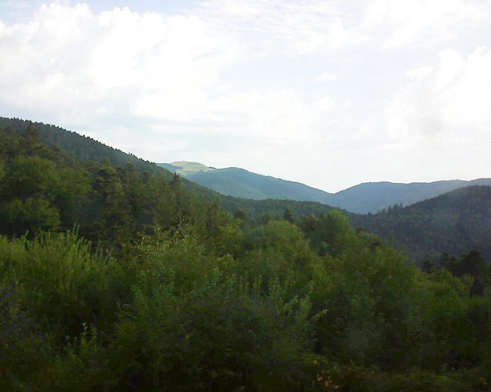 Le petit ballon vu depuis le Domaine Langmatt à Murbach le 28.07.2018 à 08:30 Le petit ballon (Alsace, Vosges) le 28.07.2018 à 08:30