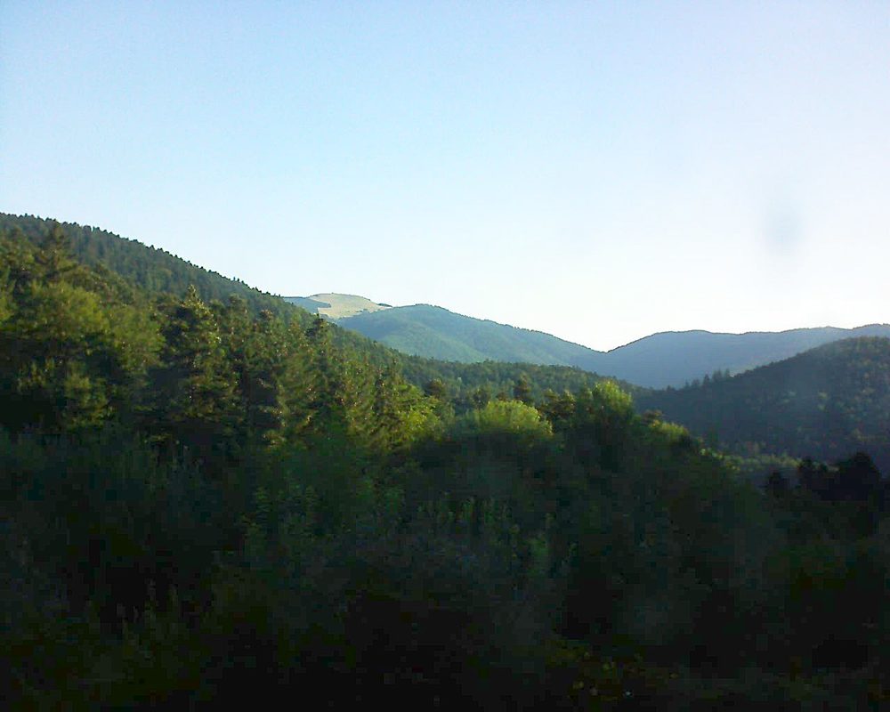 Le petit ballon vu depuis le Domaine Langmatt à Murbach le 30.07.2018 à 07:45 Le petit ballon (Alsace, Vosges) le 30.07.2018 à 07:45