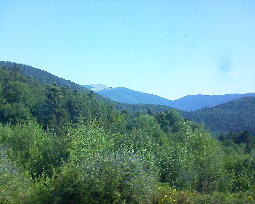 Le petit ballon vu depuis le Domaine Langmatt à Murbach le 31.07.2018 à 10:00 Le petit ballon (Alsace, Vosges) le 31.07.2018 à 10:00