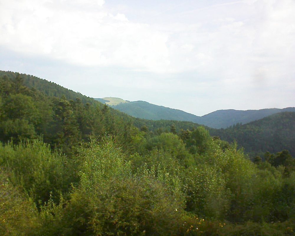 Le petit ballon vu depuis le Domaine Langmatt à Murbach le 01.08.2018 à 09:30 Le petit ballon (Alsace, Vosges) le 01.08.2018 à 09:30
